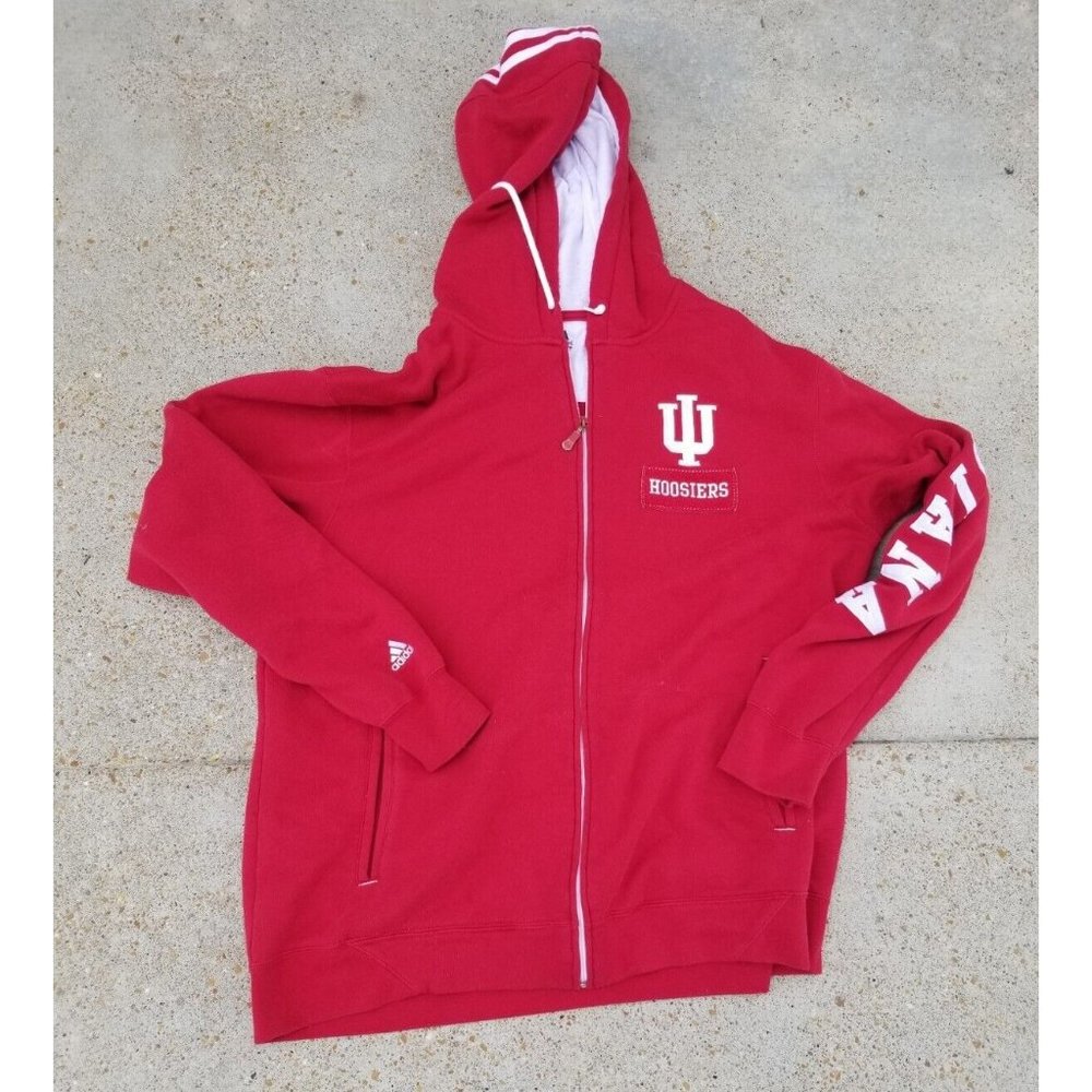 VTG Adidas Indiana Hoosiers IU Full Zip Jacket Red XL